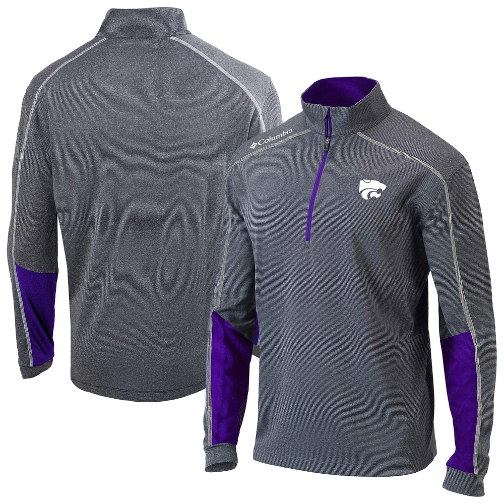 Men's Columbia Heather Gray Kansas State Wildcats Omni-Wick Shotgun 2.0 Quarter-Zip Top