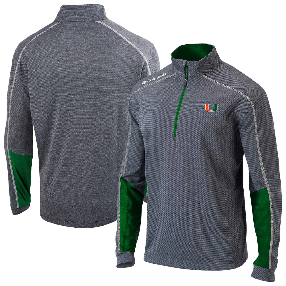 Men's Columbia Heather Gray Miami Hurricanes Omni-Wick Shotgun 2.0 Quarter-Zip Top