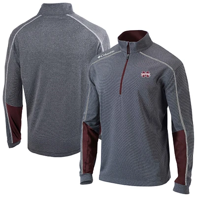 Men's Columbia Heather Gray Mississippi State Bulldogs Omni-Wick Shotgun 2.0 Quarter-Zip Top