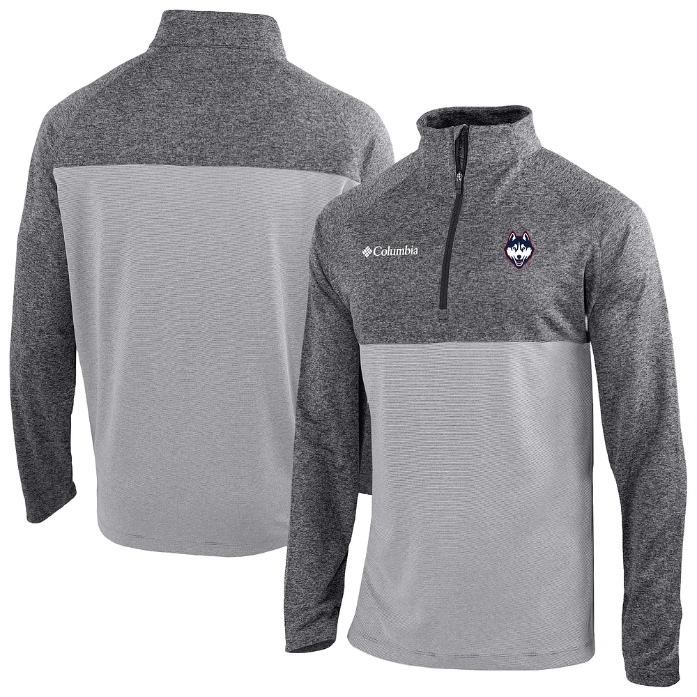 Men's Columbia Gray UConn Huskies Omni-Wick Raglan Rockin' It Quarter-Zip Top