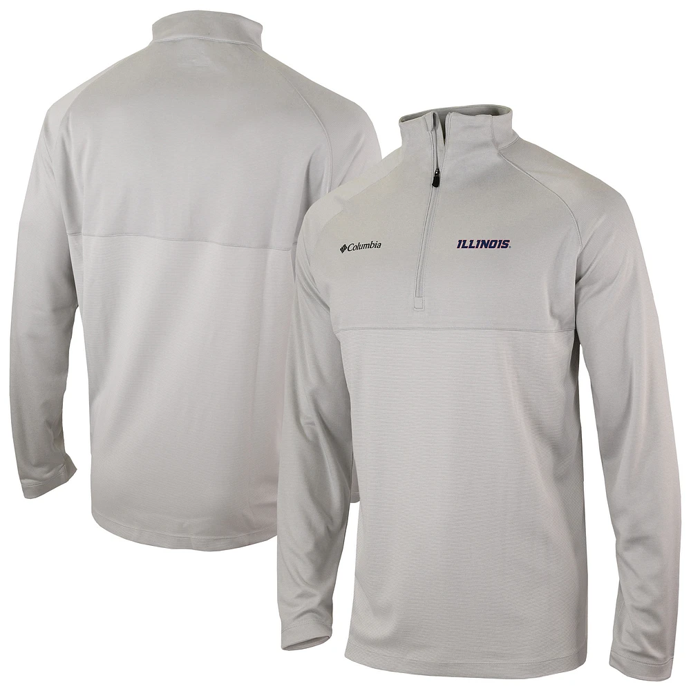 Men's Columbia Gray Illinois Fighting Illini Omni-Wick Raglan Rockin' It Quarter-Zip Top