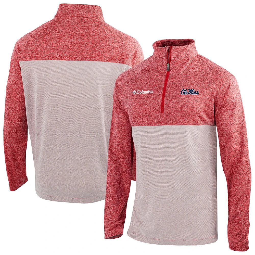 Men's Columbia Red Ole Miss Rebels Omni-Wick Raglan Rockin' It Quarter-Zip Top