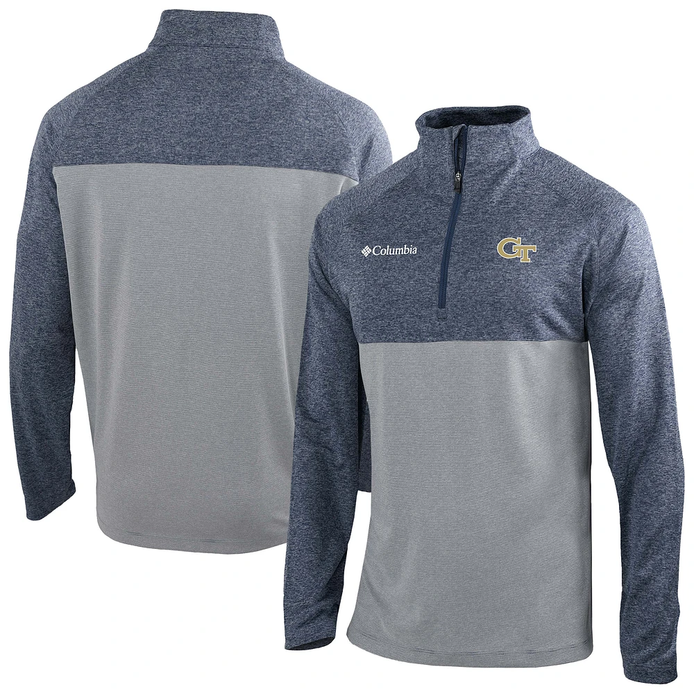 Men's Columbia Navy Georgia Tech Yellow Jackets Omni-Wick Raglan Rockin' It Quarter-Zip Top