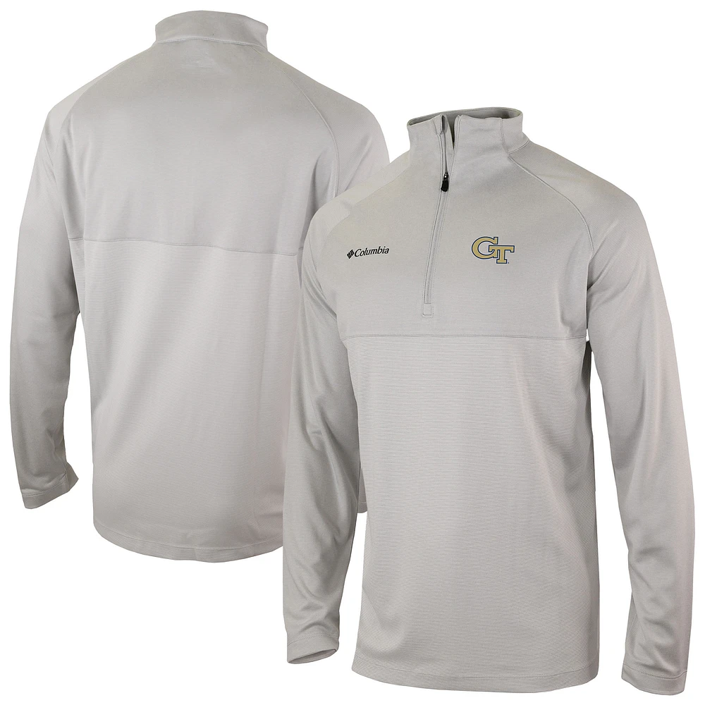 Men's Columbia Gray Georgia Tech Yellow Jackets Omni-Wick Raglan Rockin' It Quarter-Zip Top