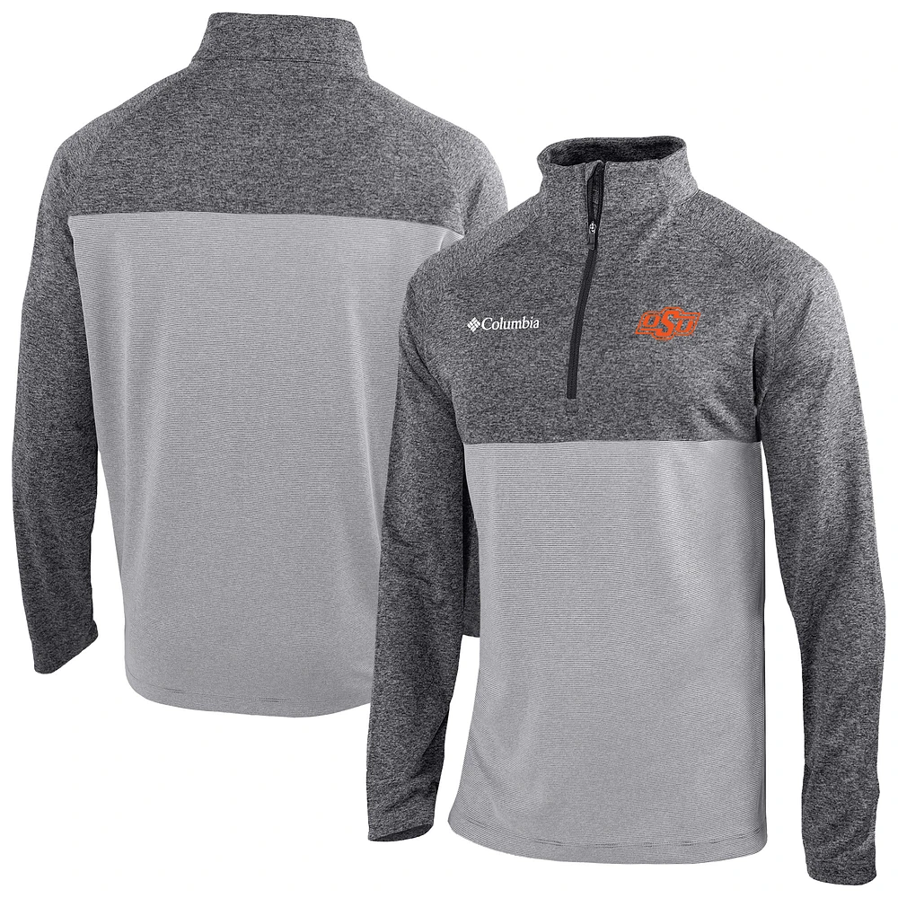 Men's Columbia Gray Oklahoma State Cowboys Omni-Wick Raglan Rockin' It Quarter-Zip Top