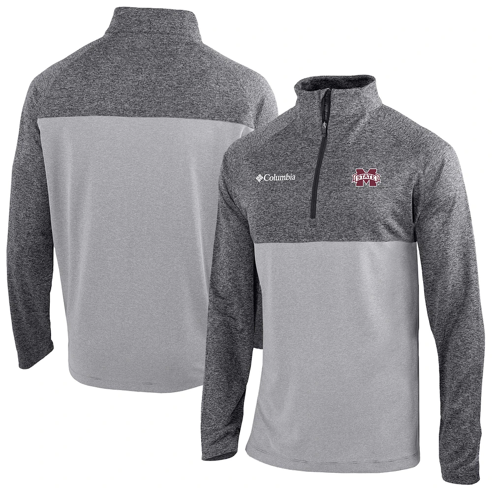 Men's Columbia Gray Mississippi State Bulldogs Omni-Wick Raglan Rockin' It Quarter-Zip Top