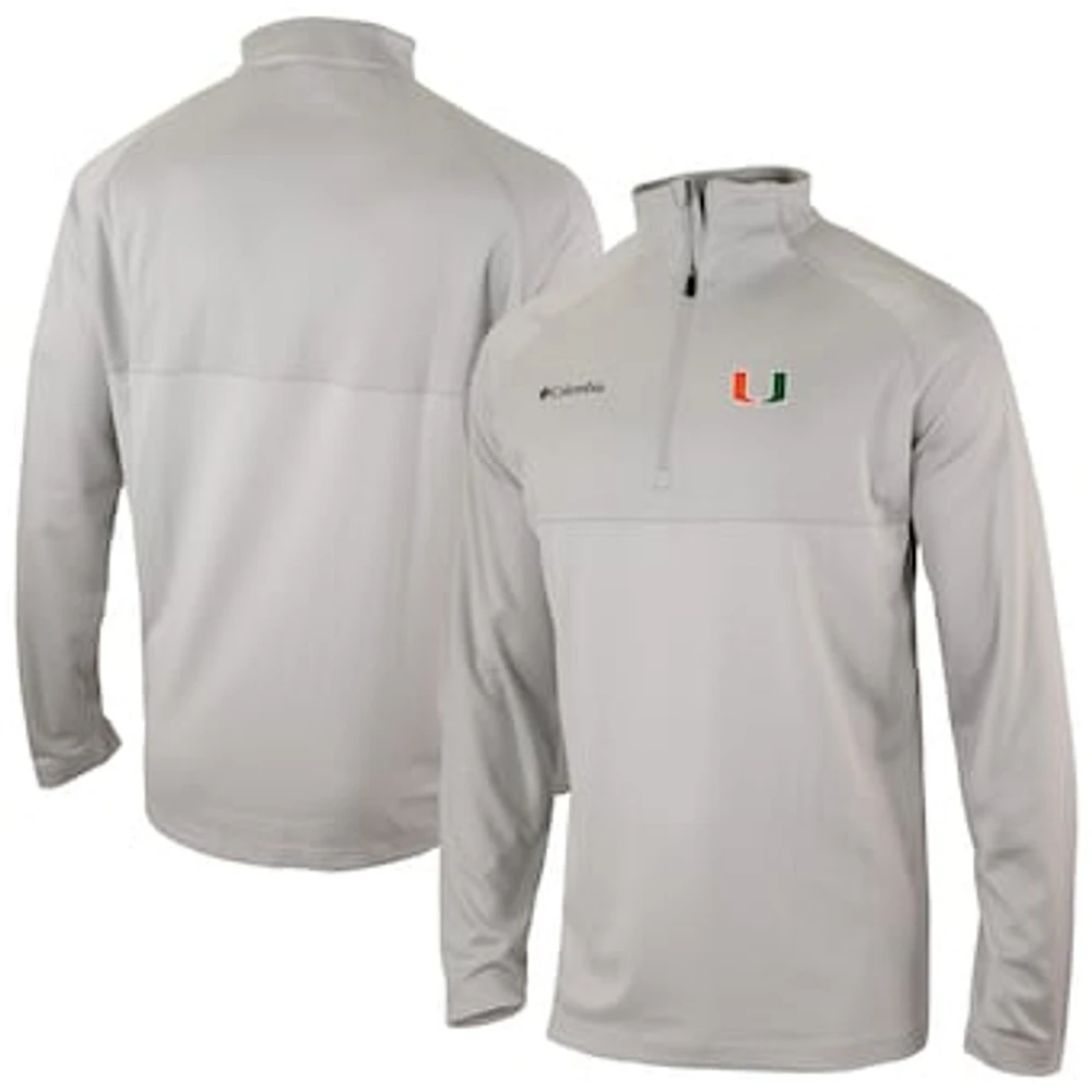 Men's Columbia Gray Miami Hurricanes Omni-Wick Raglan Rockin' It Quarter-Zip Top