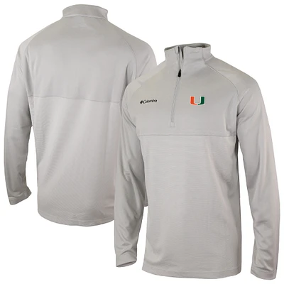 Men's Columbia Gray Miami Hurricanes Omni-Wick Raglan Rockin' It Quarter-Zip Top