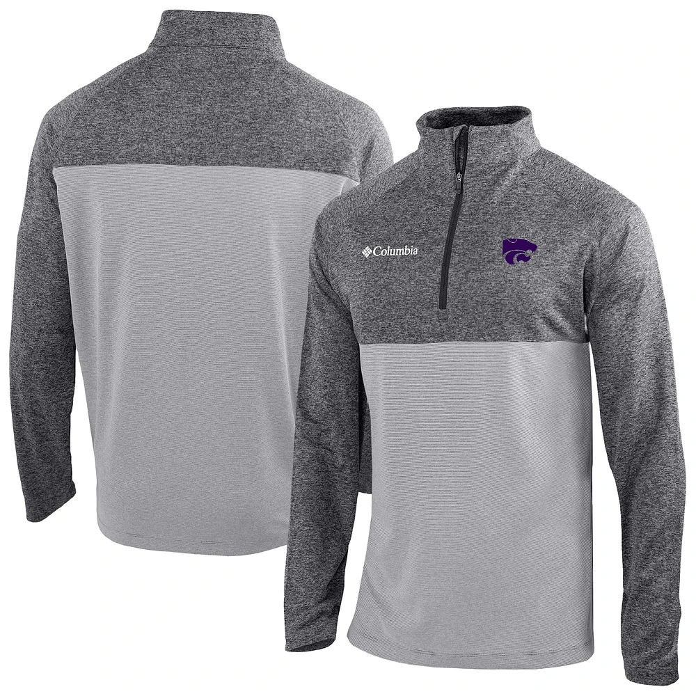 Men's Columbia Gray Kansas State Wildcats Omni-Wick Raglan Rockin' It Quarter-Zip Top