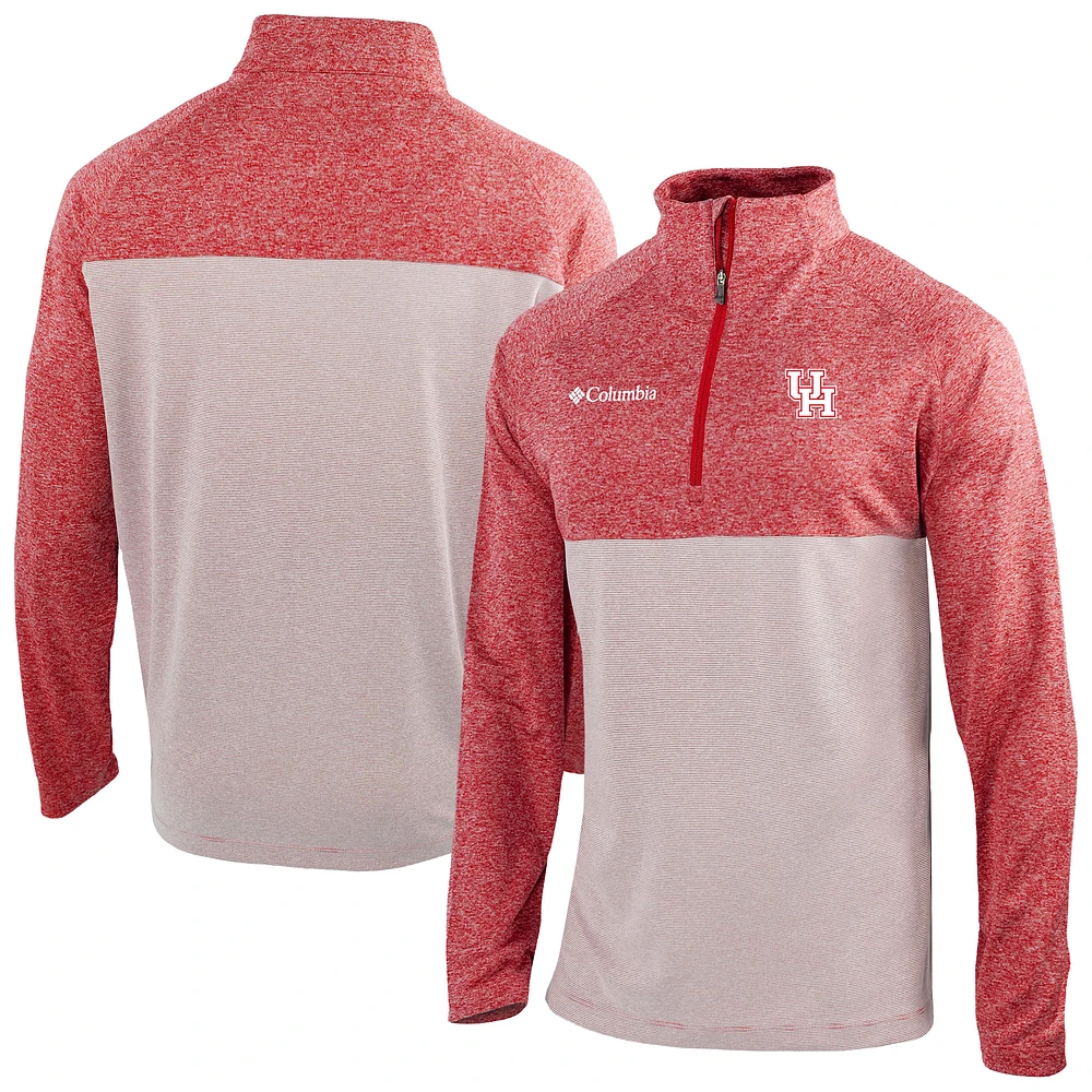 Men's Columbia Red Houston Cougars Omni-Wick Raglan Rockin' It Quarter-Zip Top