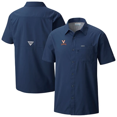 Men's Columbia Navy Virginia Cavaliers Slack Tide Omni-Wick Button-Up Camp Shirt