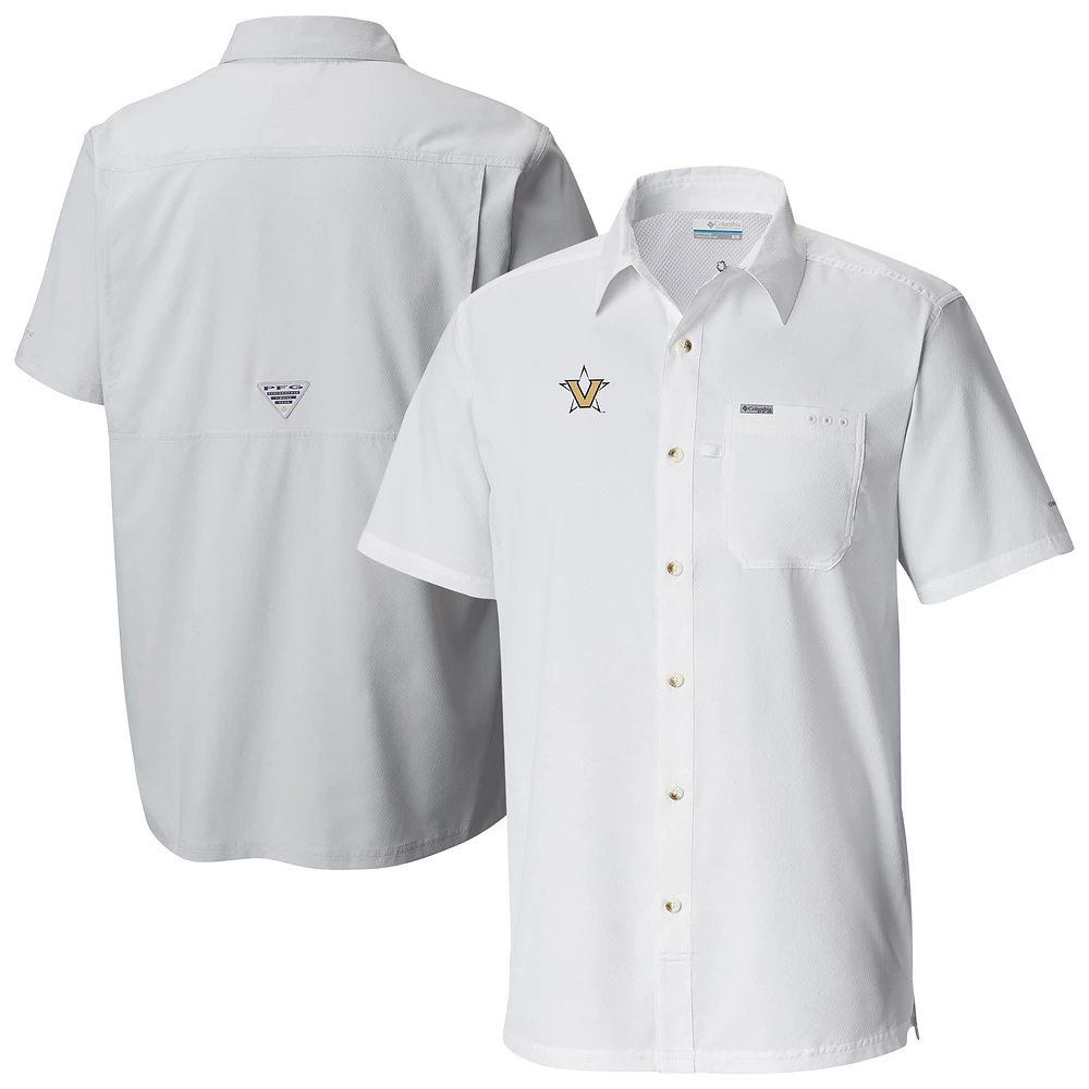 Men's Columbia White Vanderbilt Commodores Slack Tide Omni-Wick Button-Up Camp Shirt