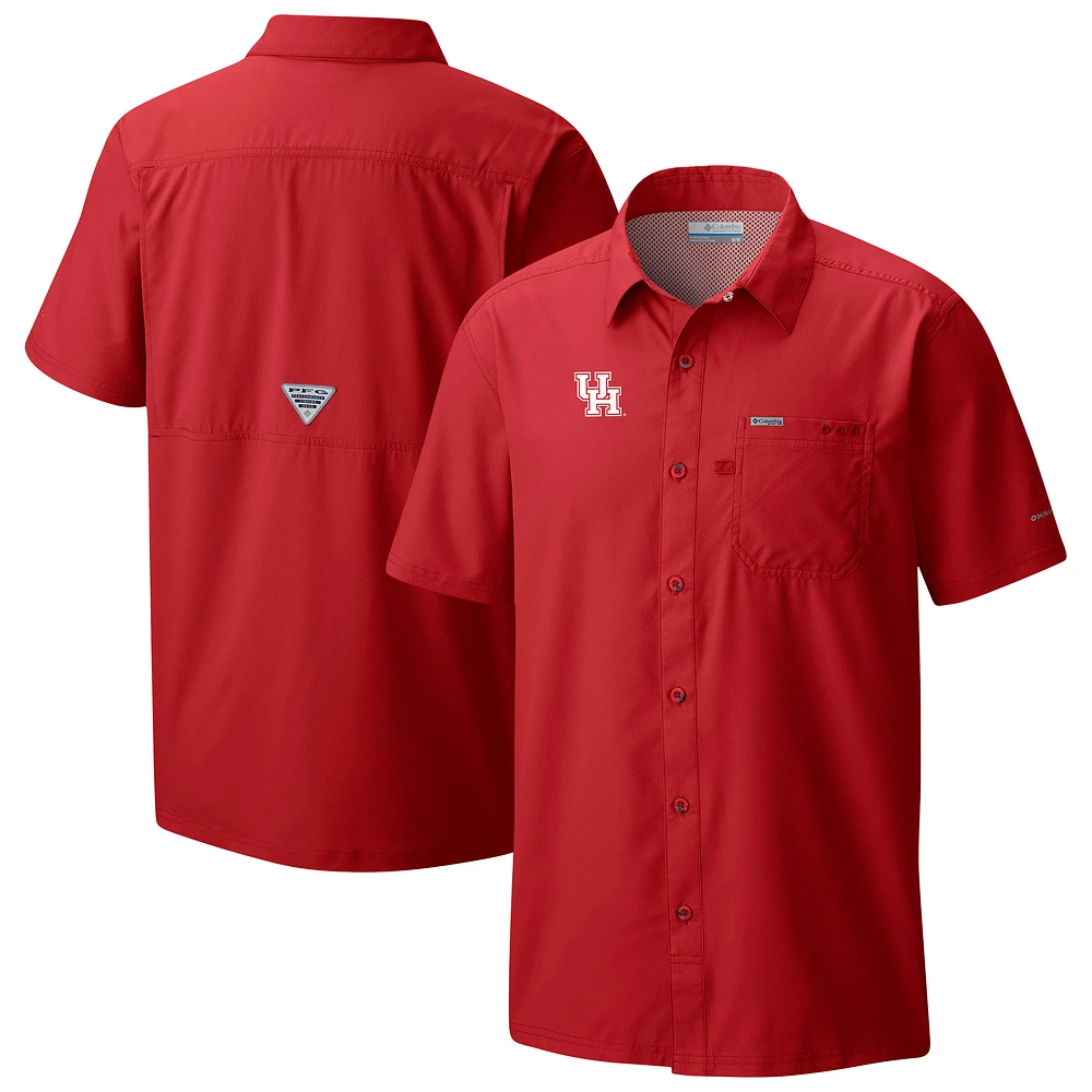 Men's Columbia Houston Cougars Slack Tide Omni-Wick Button-Up Camp Shirt