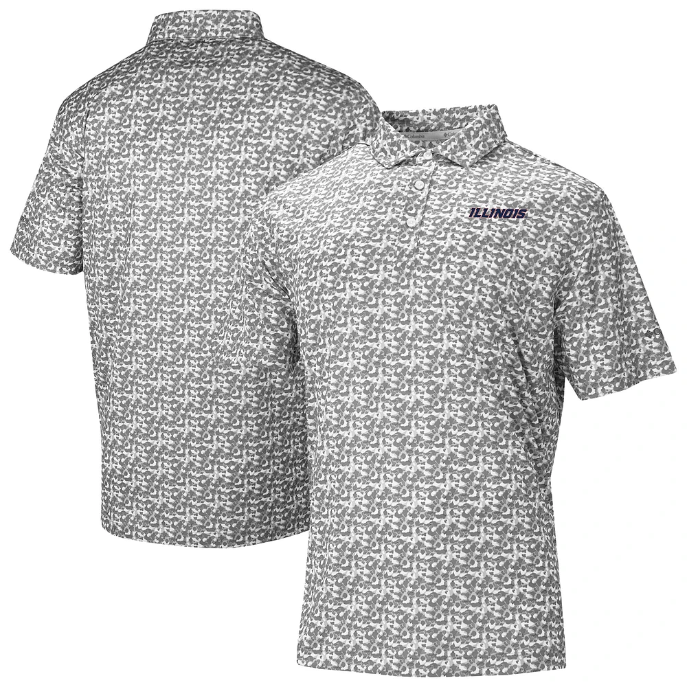 Men's Columbia Gray Illinois Fighting Illini Catchy Swing Polo