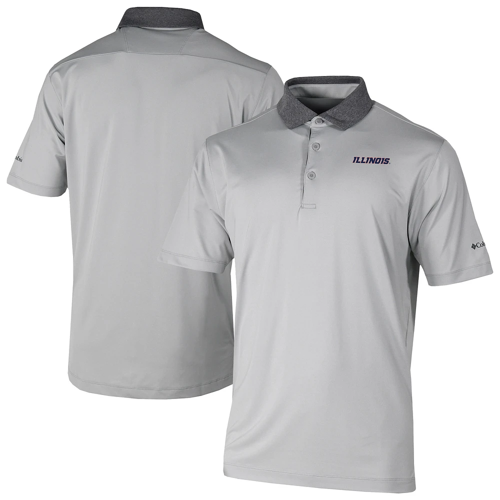 Men's Columbia Gray Illinois Fighting Illini Settle Polo