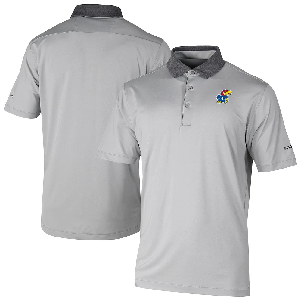 Men's Columbia Gray Kansas Jayhawks Settle Polo