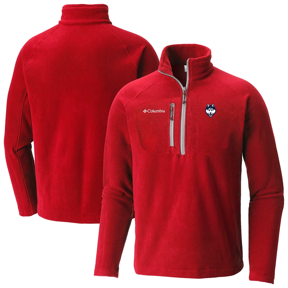 Men's Columbia Red UConn Huskies Fast Trek III Half-Zip Fleece Jacket