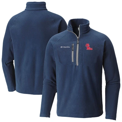 Men's Columbia Navy Ole Miss Rebels Fast Trek III Half-Zip Fleece Jacket
