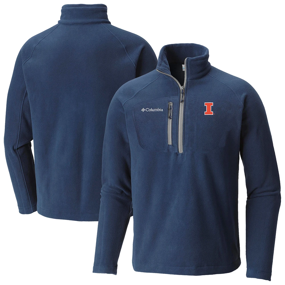 Men's Columbia Navy Illinois Fighting Illini Fast Trek III Half-Zip Fleece Jacket