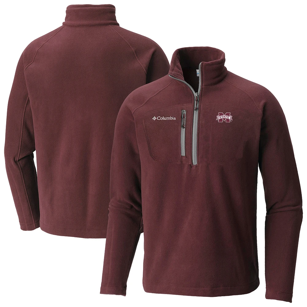 Men's Columbia Maroon Mississippi State Bulldogs Fast Trek III Half-Zip Fleece Jacket