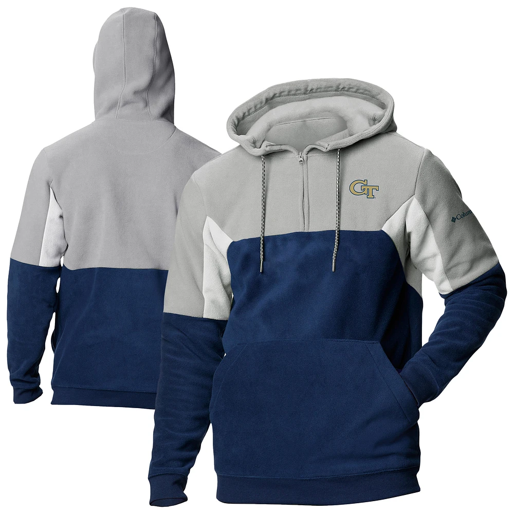 Men's Columbia Navy Georgia Tech Yellow Jackets Lodge Fleece Quarter-Zip Hoodie