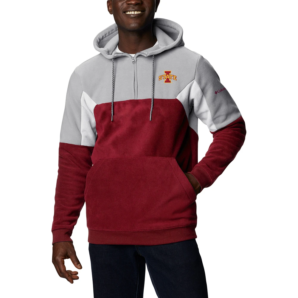 Men's Columbia Cardinal Iowa State Cyclones Lodge Fleece Quarter-Zip Hoodie