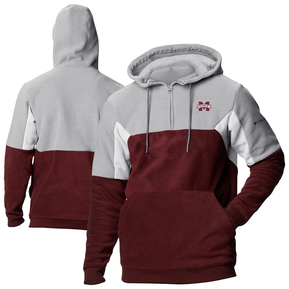 Men's Columbia Maroon Mississippi State Bulldogs Lodge Fleece Quarter-Zip Hoodie