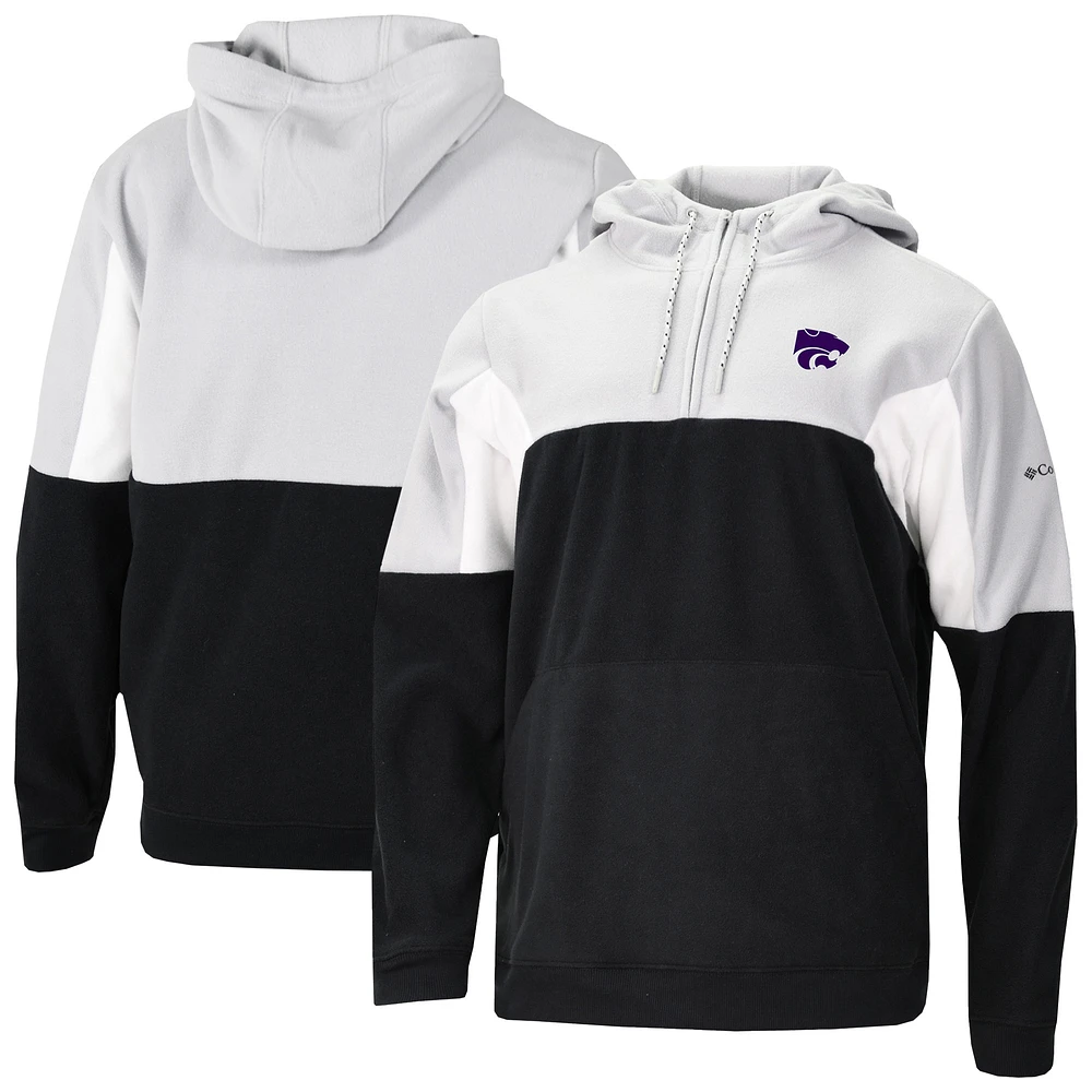 Men's Columbia Black Kansas State Wildcats Lodge Fleece Quarter-Zip Hoodie