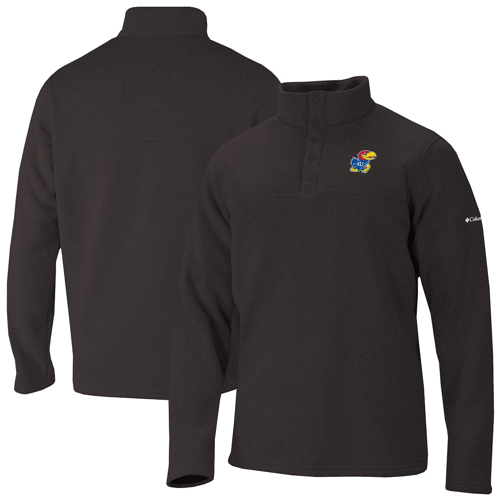 Men's Columbia Black Kansas Jayhawks Alto Pass Half-Snap Jacket