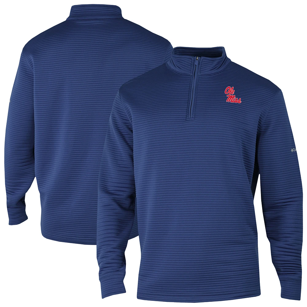 Men's Columbia Navy Ole Miss Rebels Omni-Wick Pack It Up Quarter-Zip Top