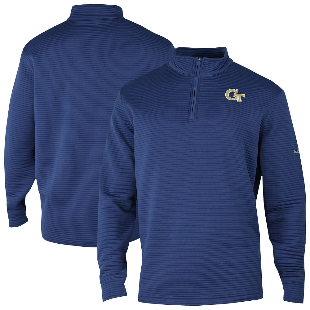 Men's Columbia Navy Georgia Tech Yellow Jackets Omni-Wick Pack It Up Quarter-Zip Top