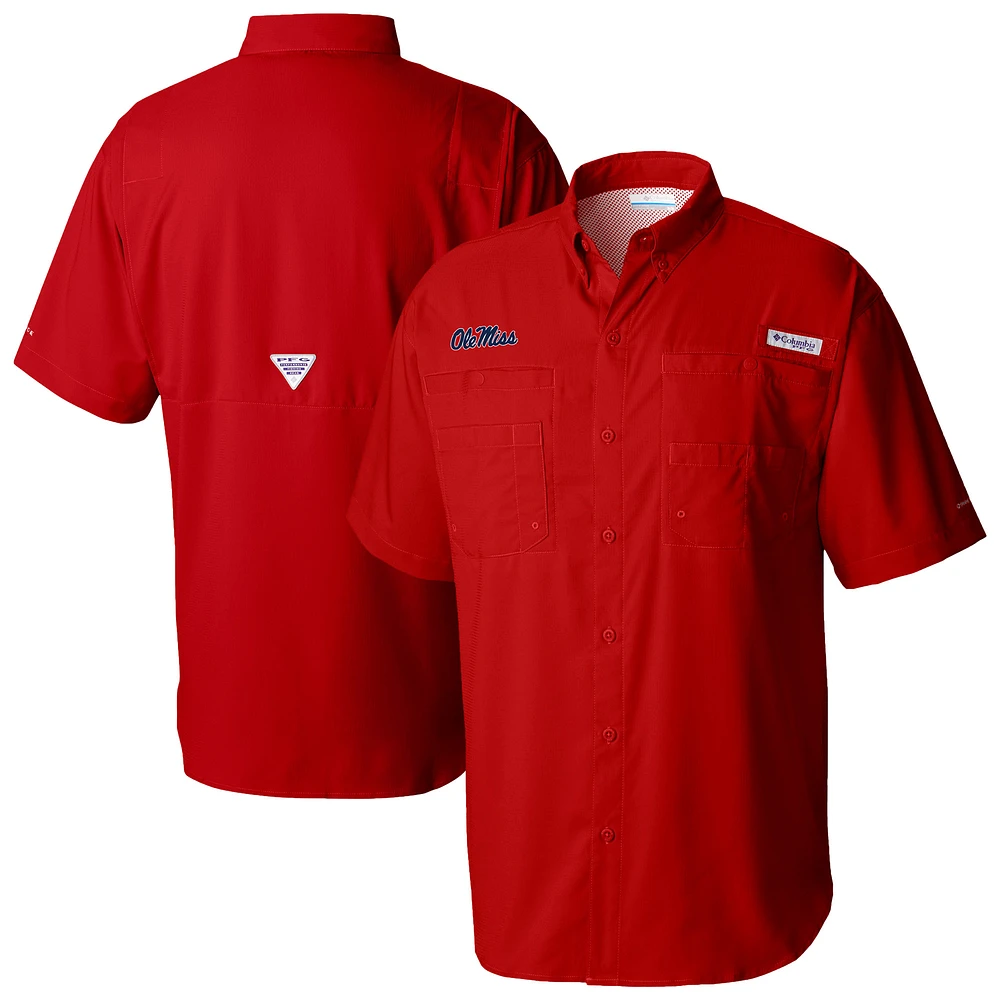 Men's Columbia Red Ole Miss Rebels Tamiami Omni-Wick Button-Down Shirt