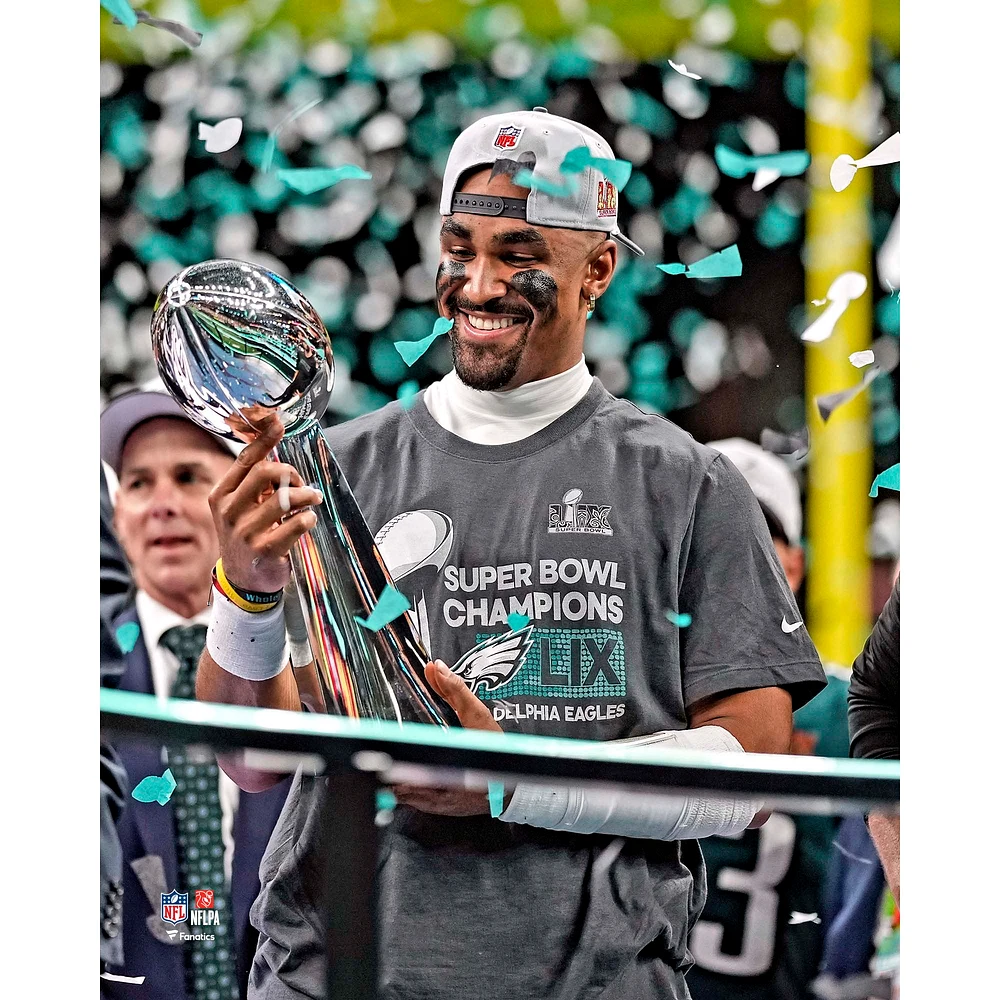 Jalen Hurts Philadelphia Eagles Unsigned Super Bowl LIX Lombardi Trophy Presentation vs. Kansas City Chiefs Photograph