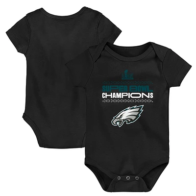 Infant Black Philadelphia Eagles Super Bowl LIX Champions Stack Bodysuit