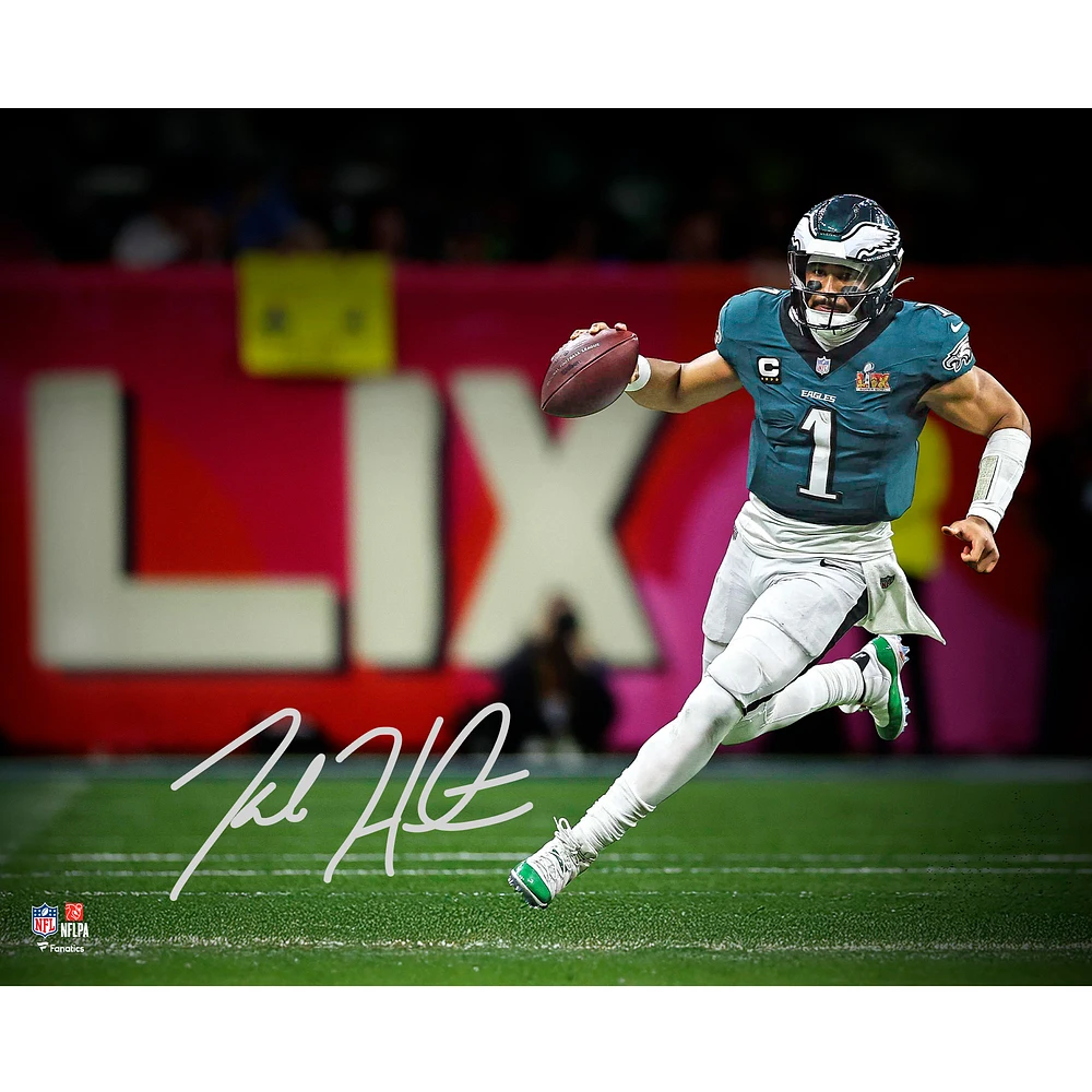 Jalen Hurts Philadelphia Eagles Autographed 16" x 20" Super Bowl LIX Action Photograph