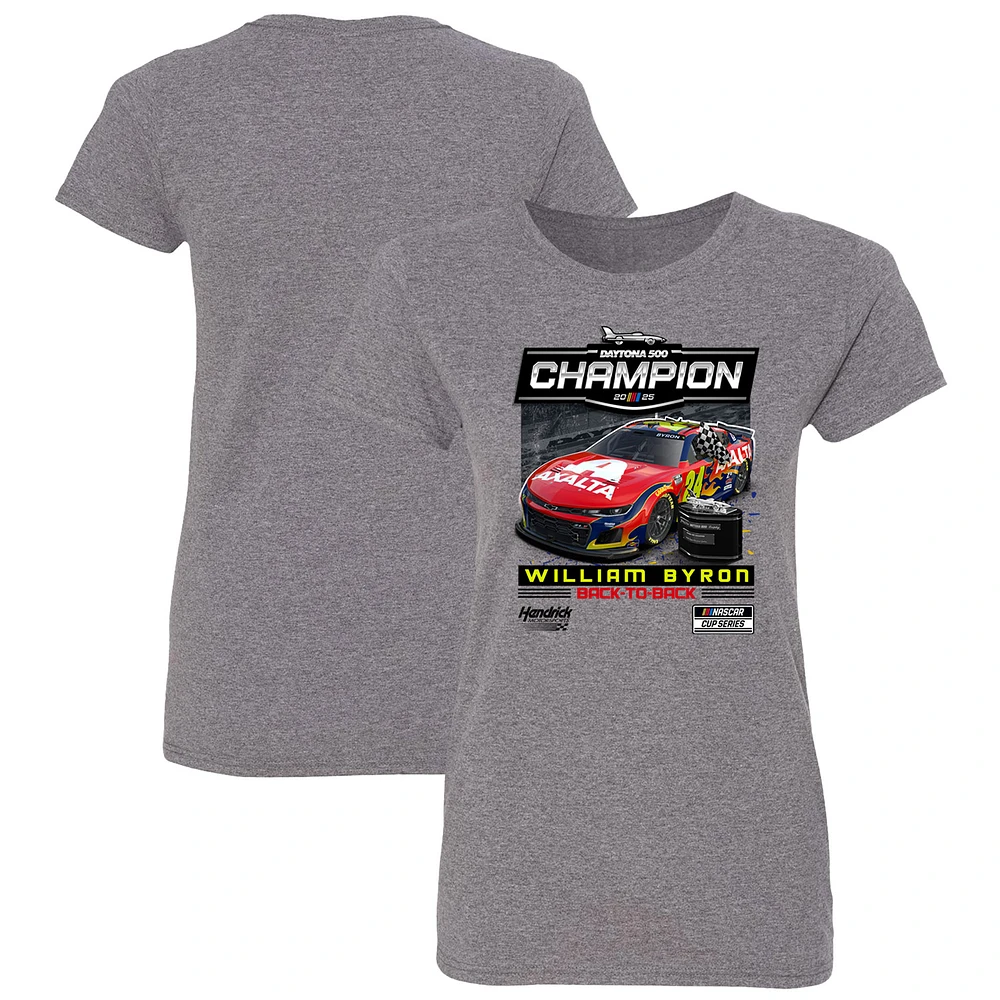 Women's Checkered Flag Sports Heather Gray William Byron 2025 Daytona 500 Champion T-Shirt