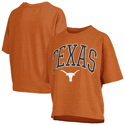 Women's Pressbox Texas Longhorns Nelson Arch Over Logo Waist Length Oversized Slub T-Shirt