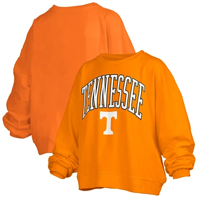 Women's Pressbox Tennessee Volunteers Janise Arch Over Logo Waist Length Oversized Pullover Sweatshirt