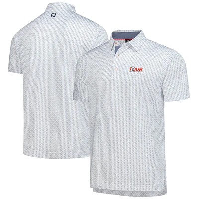 Men's FootJoy White TOUR Championship Figure Print Lisle ProDry Polo