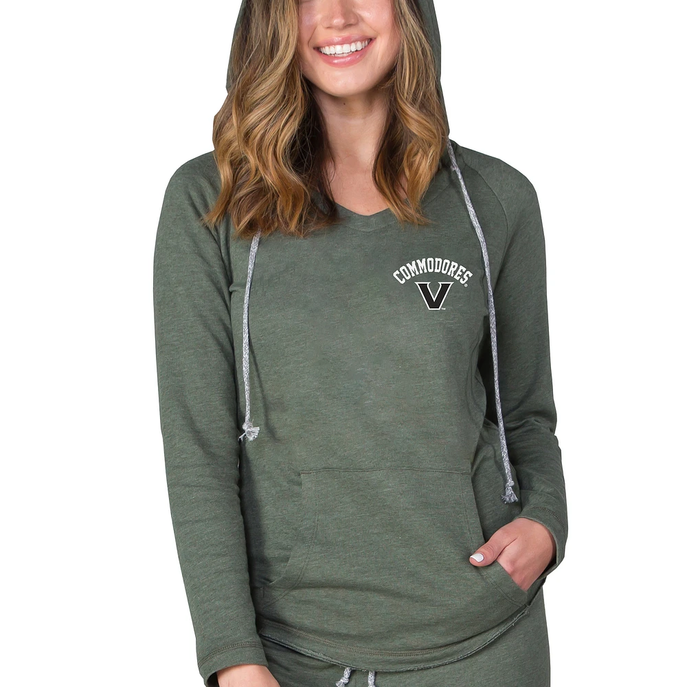 Women's Concepts Sport Green Vanderbilt Commodores Mainstream Terry Tri-Blend V-Neck Pullover Hoodie