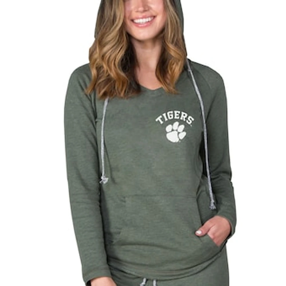 Women's Concepts Sport Green Clemson Tigers Mainstream Terry Tri-Blend V-Neck Pullover Hoodie