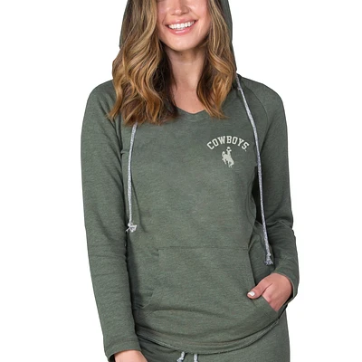 Women's Concepts Sport Olive Wyoming Cowboys Mainstream French Terry Tri-Blend V-Neck Pullover Hoodie