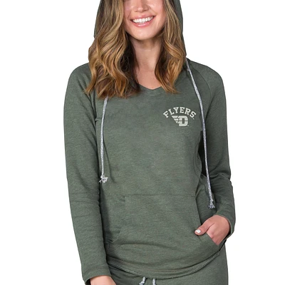 Women's Concepts Sport Olive Dayton Flyers Mainstream French Terry Tri-Blend V-Neck Pullover Hoodie