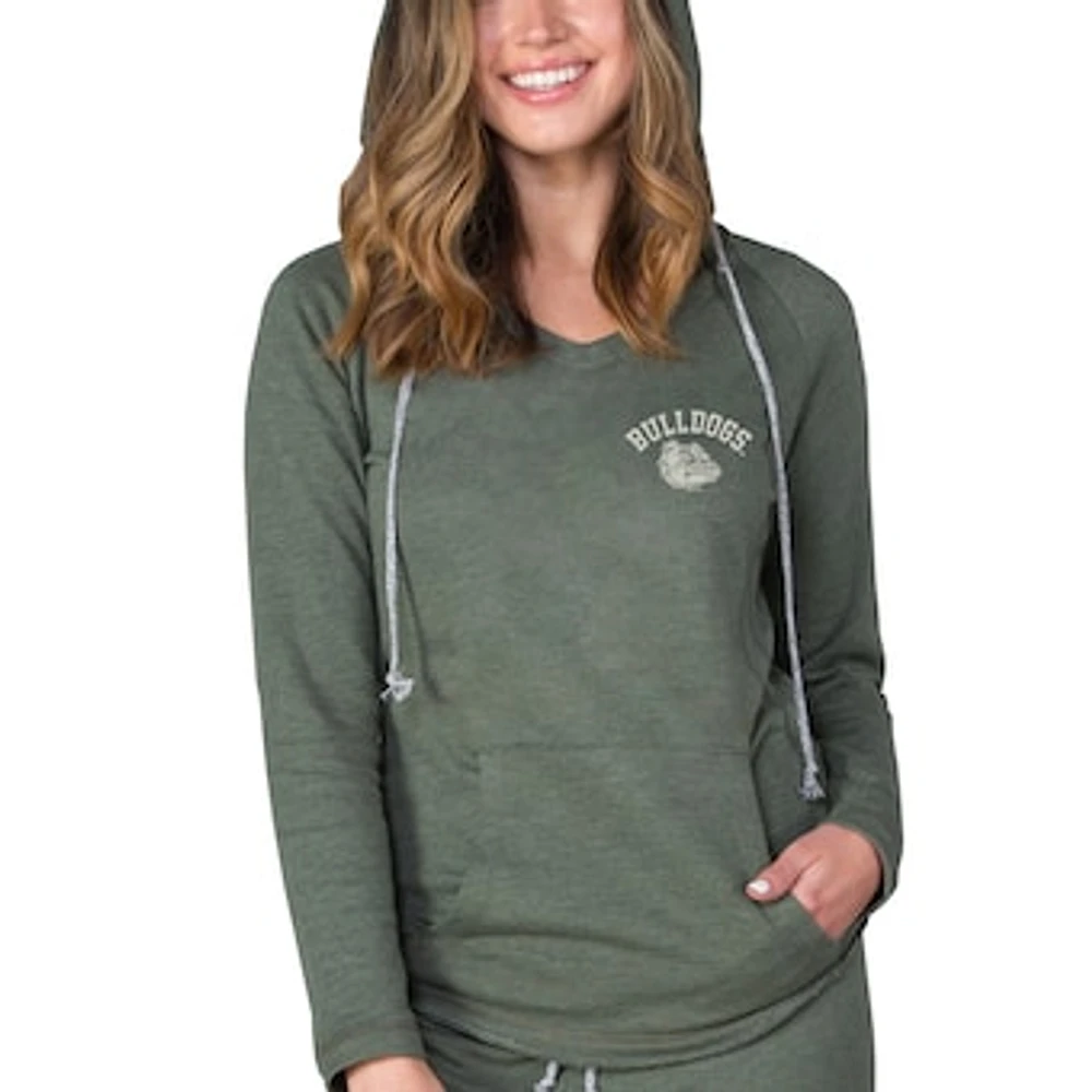 Women's Concepts Sport Green Gonzaga Bulldogs Mainstream Terry Tri-Blend V-Neck Pullover Hoodie