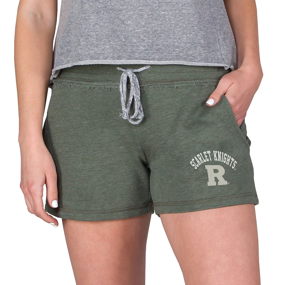 Women's Concepts Sport Olive Rutgers Scarlet Knights Mainstream French Terry Tri-Blend Shorts