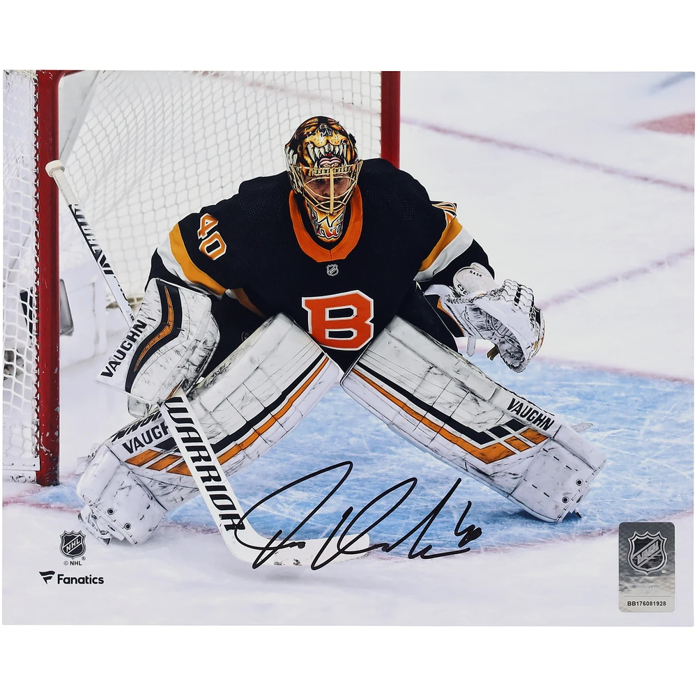 Tuukka Rask Boston Bruins Autographed 8" x 10" Black Alternate Jersey In Net Photograph