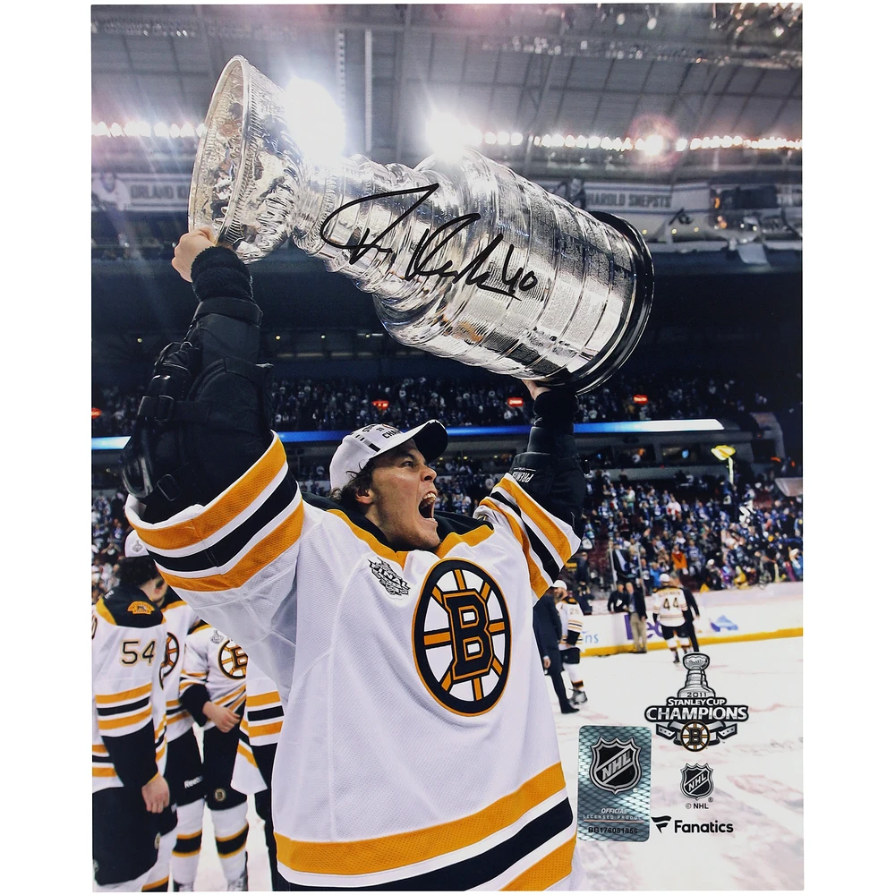 Tuukka Rask Boston Bruins Autographed 8" x 10" 2011 Stanley Cup Champions Raising Cup Photograph