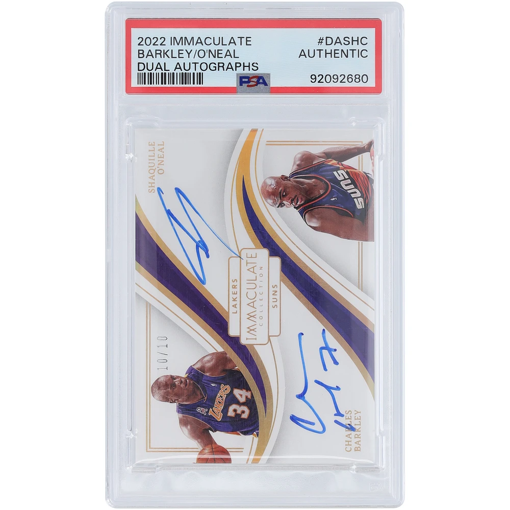 Shaquille O'Neal and Charles Barkley Autographed 2022-23 Panini Immaculate Collection Dual Auto #DA-SHC #10/10 PSA Authenticated Card