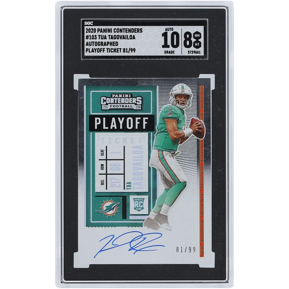 Tua Tagovailoa Miami Dolphins Autographed 2020 Panini Contenders Playoff Ticket #103 #81/99 SGC Authenticated 8/10 Rookie Card