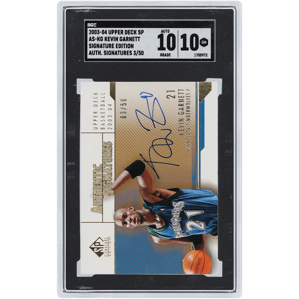Kevin Garnett Minnesota Timberwolves Autographed 2003-04 Upper Deck SP Authentic Gold #AS-KG #3/50 SGC Authenticated 10/10 Card